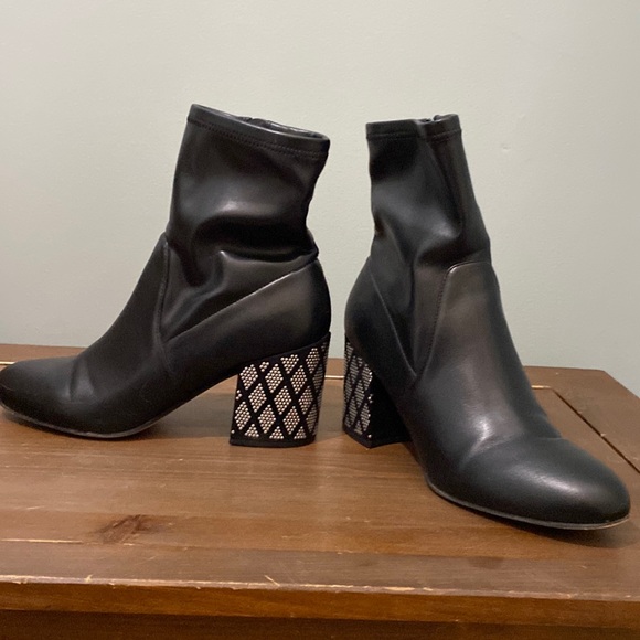 Black booties with bling heels sz. 8.5 - Picture 1 of 6